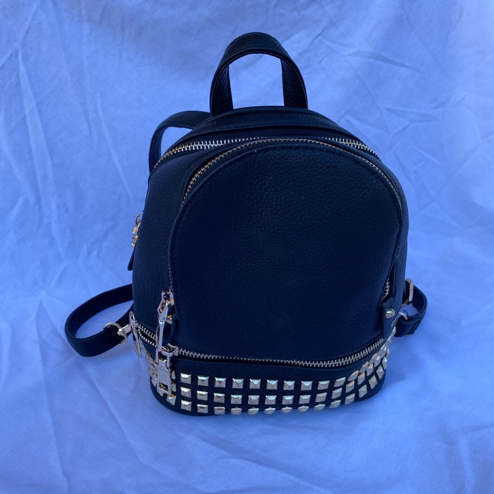 Black Studded Mini Backpack with removable straps